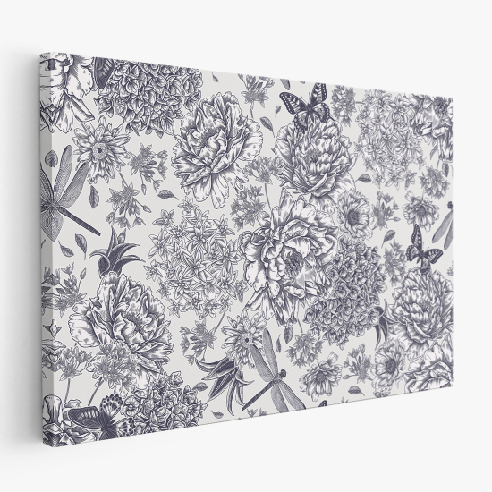 Stampa su tela - Fiori Farfalle