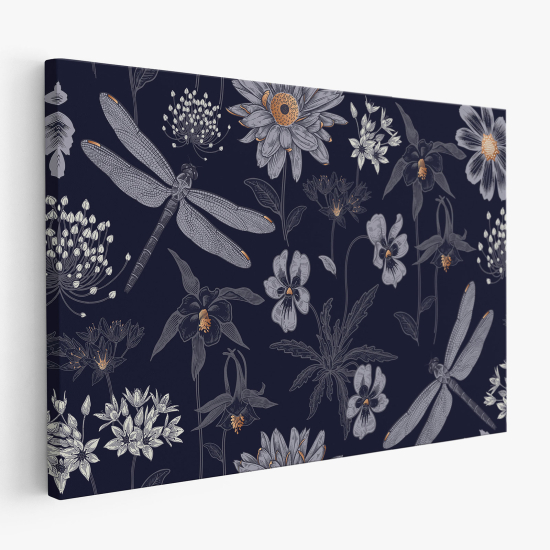 Stampa su tela - Fiori Libellule