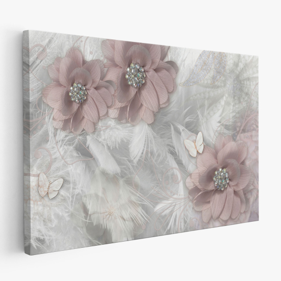 Stampa su tela - Fiori Piume