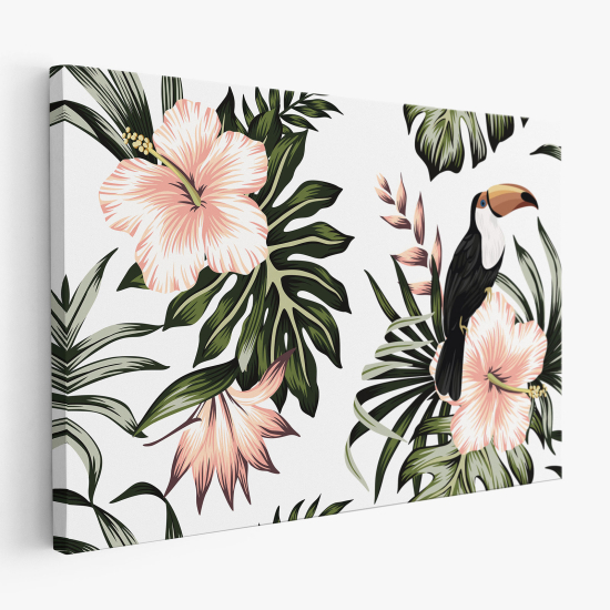 Stampa su tela - Fiori Toucan