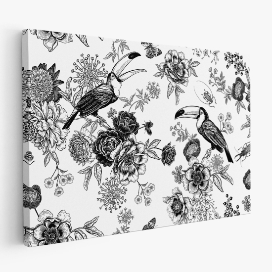 Stampa su tela - Fiori Toucan