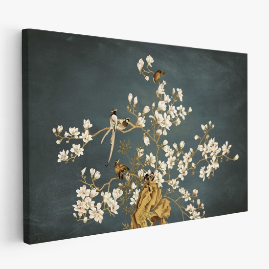 Stampa su tela - Fiori Uccelli