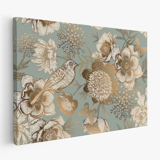 Stampa su tela - Fiori Uccelli
