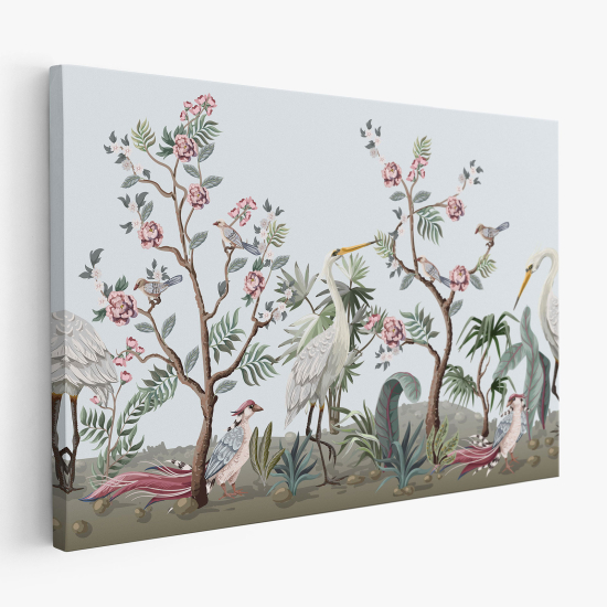 Stampa su tela - Fiori Uccelli
