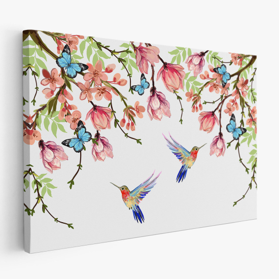 Stampa su tela - Fiori Uccelli
