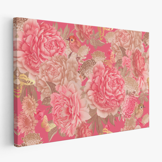 Stampa su tela - Fiori Uccelli