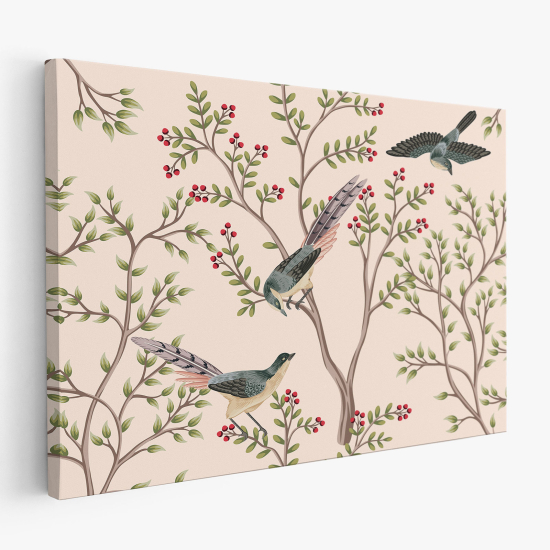 Stampa su tela - Fiori Uccelli