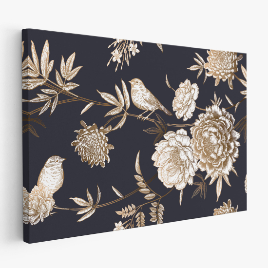 Stampa su tela - Fiori Uccelli
