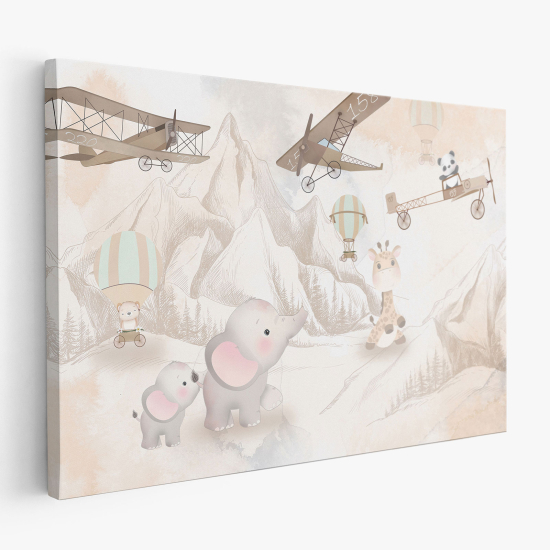 Stampa su tela per Bambini - Aerei Animali