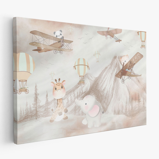 Stampa su tela per Bambini - Aerei Animali