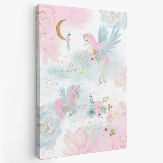Stampa su tela per Bambini - Fiori Unicorni
