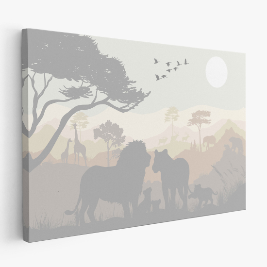 Stampa su tela per Bambini - Leoni delle savane