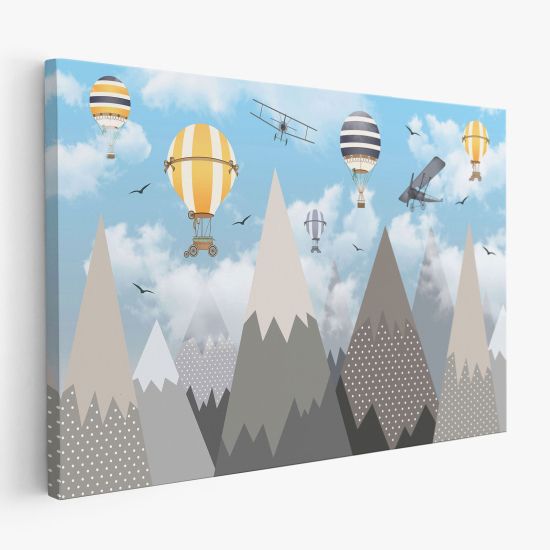 Stampa su tela per Bambini - Montagne Mongolfiere