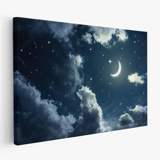 Stampa su tela per Bambini - Notte luna stellata