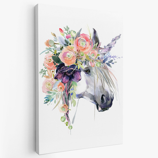 Stampa su tela per Bambini - Unicorno fiori