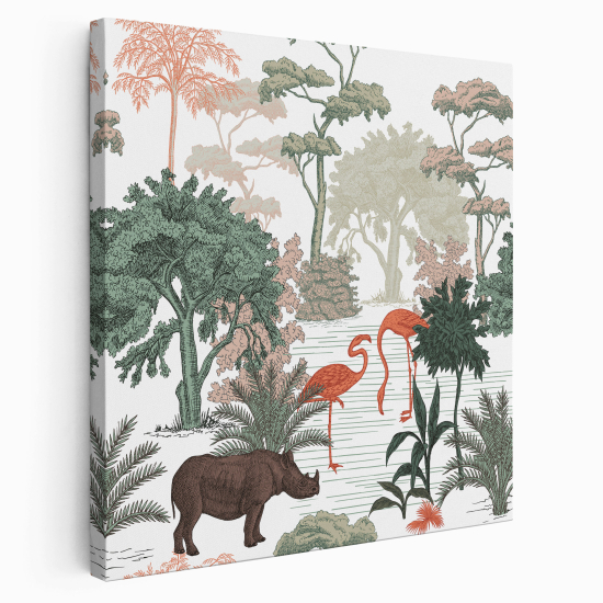 Stampa su tela Quadrata - Bambino - Animali nella foresta