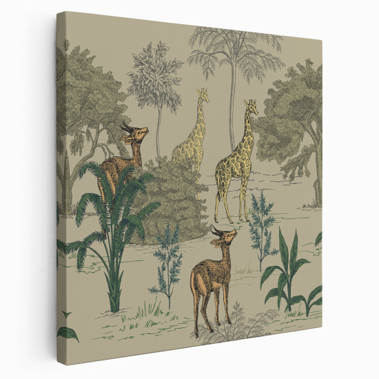 Stampa su tela Quadrata - Bambino - Animali nella foresta