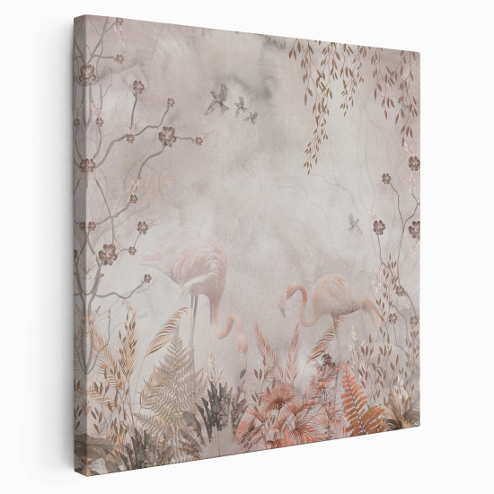 Stampa su tela Quadrata - Fenicotteri rosa