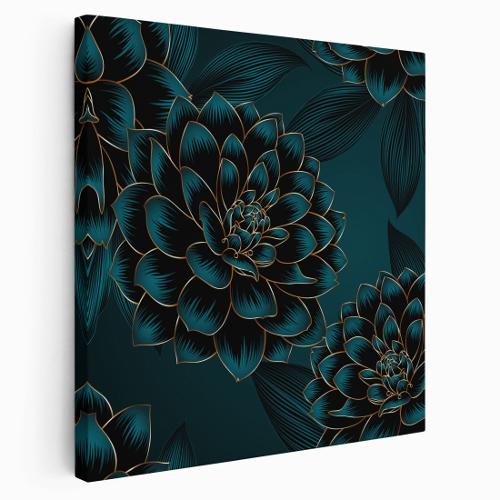 Stampa su tela Quadrata - Fiori blu