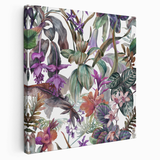 Stampa su tela Quadrata - Fiori tropicali