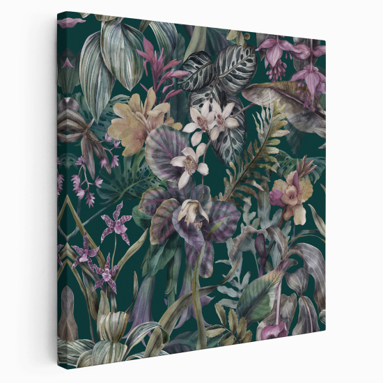 Stampa su tela Quadrata - Fiori tropicali
