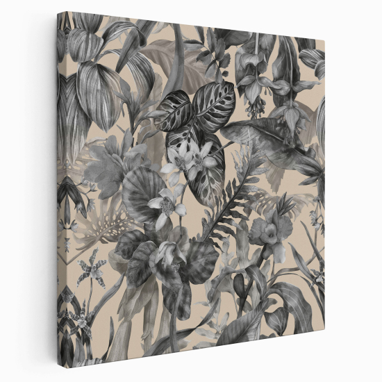 Stampa su tela Quadrata - Fiori tropicali