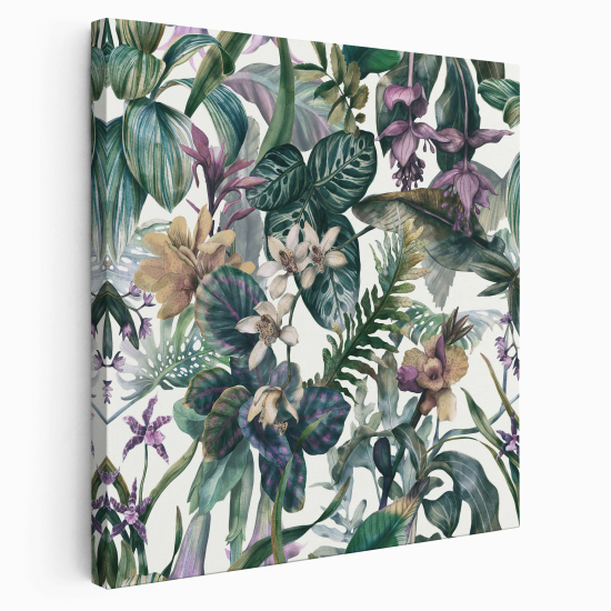 Stampa su tela Quadrata - Fiori tropicali