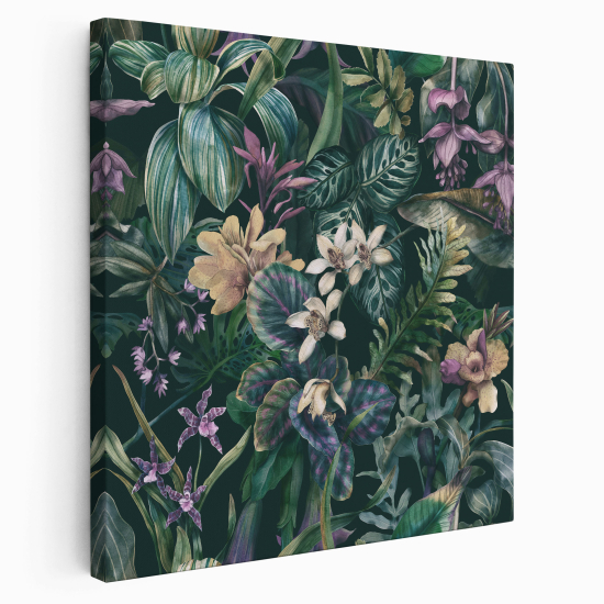 Stampa su tela Quadrata - Fiori tropicali