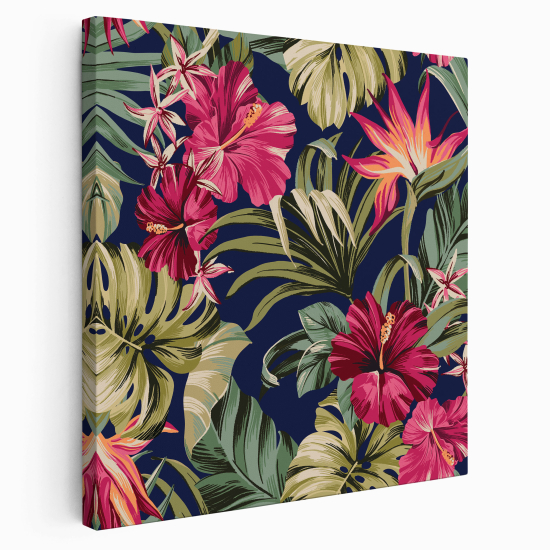 Stampa su tela Quadrata - Fiori tropicali