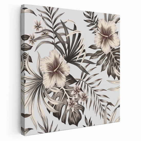 Stampa su tela Quadrata - Fiori tropicali
