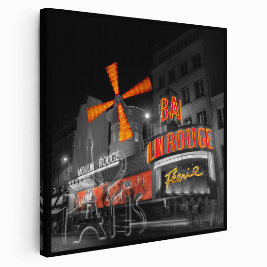 Stampa su tela Quadrata - Moulin Rouge Parigi