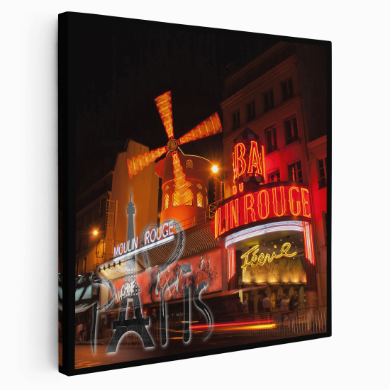 Stampa su tela Quadrata - Moulin Rouge Parigi
