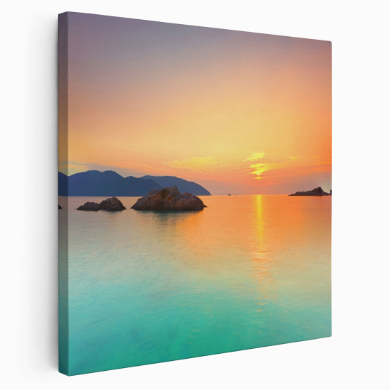 Stampa su tela Quadrata - Paesaggio vista mare
