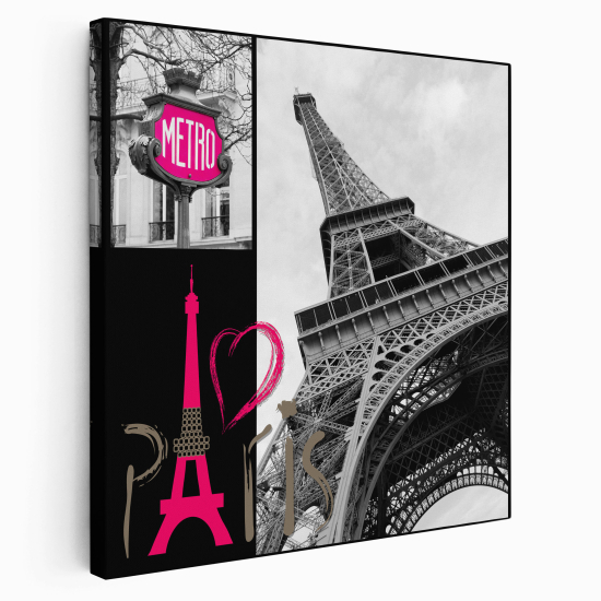 Stampa su tela Quadrata - Parigi torre Eiffel