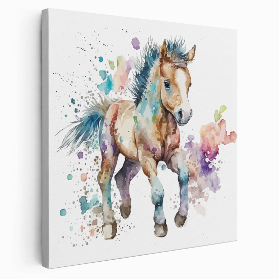 Stampa su tela Quadrata per Bambini - Cavallo colorato