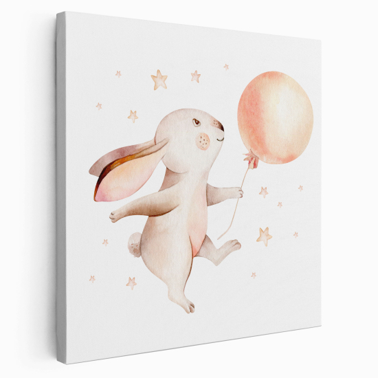 Stampa su tela Quadrata per Bambini - Coniglio Palloncino