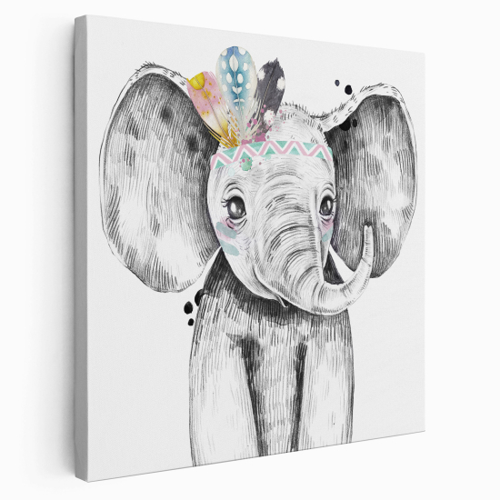 Stampa su tela Quadrata per Bambini - Elefante Indiano