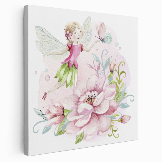 Stampa su tela Quadrata per Bambini - Fata Fiori