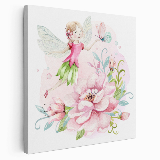 Stampa su tela Quadrata per Bambini - Fata Fiori