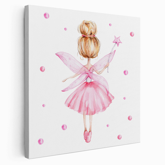 Stampa su tela Quadrata per Bambini - Fata Rosa