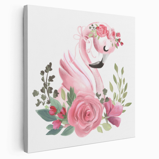 Stampa su tela Quadrata per Bambini - Fenicottero Rosa