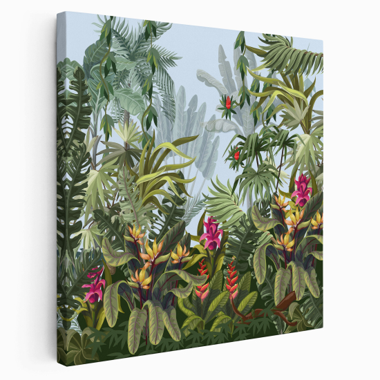Stampa su tela Quadrata per Bambini - Foresta tropicale