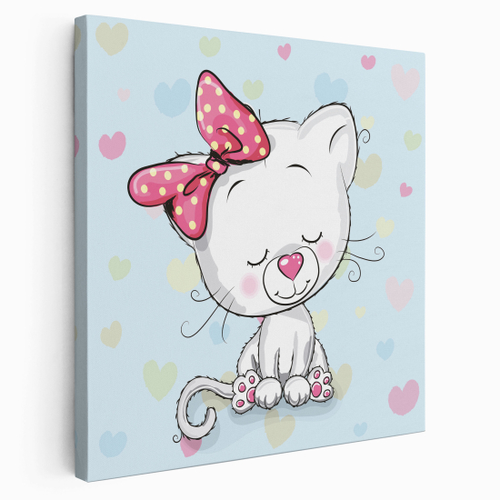 Stampa su tela Quadrata per Bambini - Gatti cuori