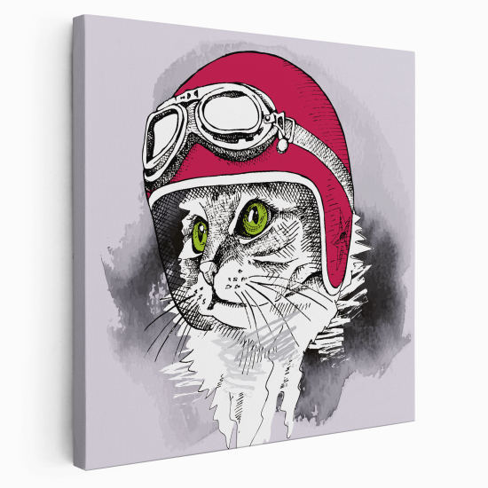 Stampa su tela Quadrata per Bambini - Gatto aviatore