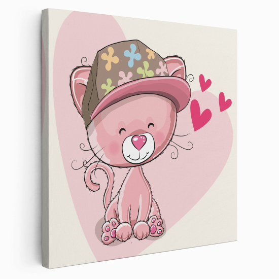 Stampa su tela Quadrata per Bambini - Gatto con cappello