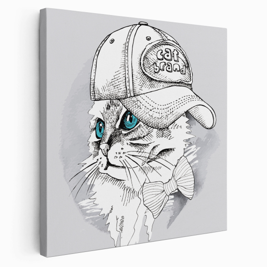 Stampa su tela Quadrata per Bambini - Gatto con cappello