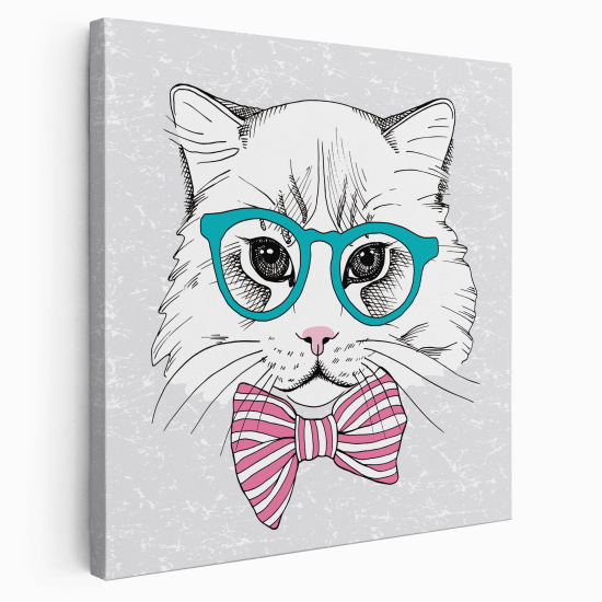 Stampa su tela Quadrata per Bambini - Gatto elegante con occhiali