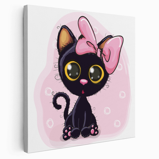 Stampa su tela Quadrata per Bambini - Gatto nodo rosa