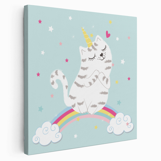 Stampa su tela Quadrata per Bambini - Gatto Unicorno
