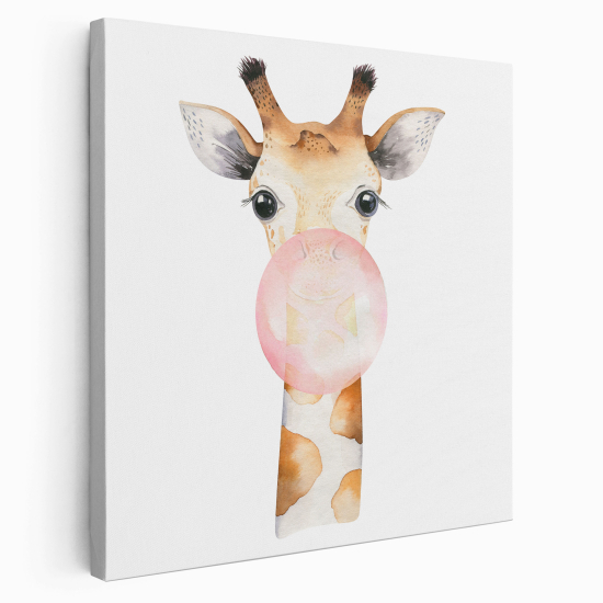 Stampa su tela Quadrata per Bambini - Giraffa bolla